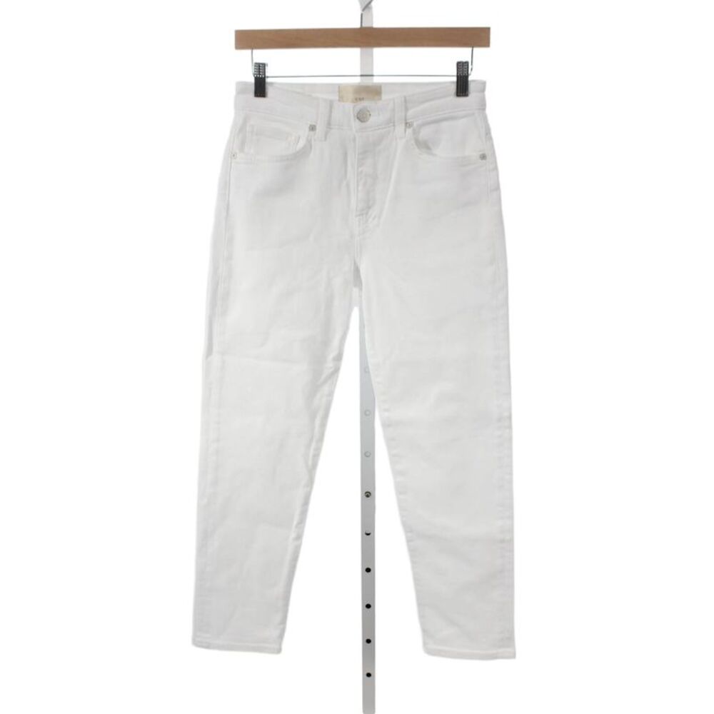CQY Womens White Button High Rise Straight Jeans Cotton Size 27